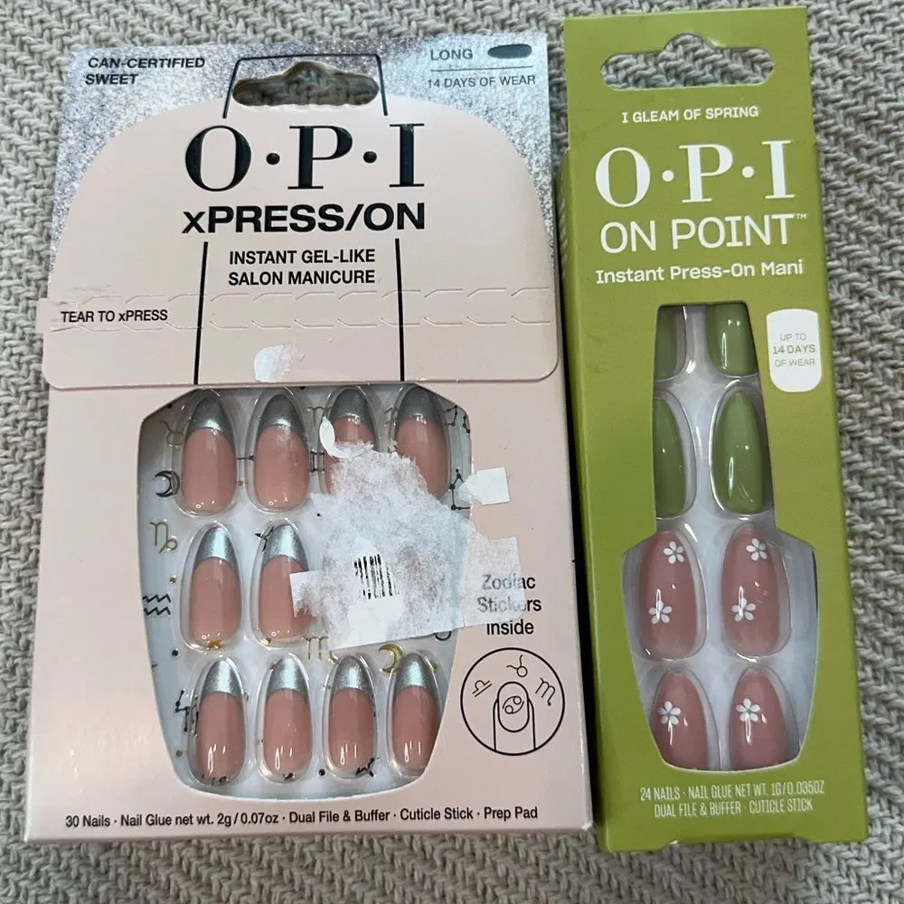OPI Press On Manicure Nail Sets 2 Pack Pink French Green
